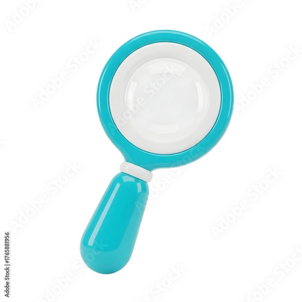 Fototapeta Shiny Blue Magnifying Glass with Transparent Background