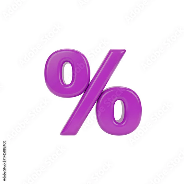 Fototapeta Purple Percentage Sign Isolated on Transparent Background