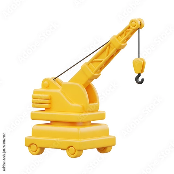 Fototapeta Yellow Toy Crane with Transparent Background