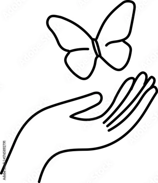 Obraz Elegant butterfly wellness illustration symbolizing harmony, mindfulness, and natural beauty. Perfect for spa branding, self-care themes, relaxation designs, and holistic lifestyle concepts.