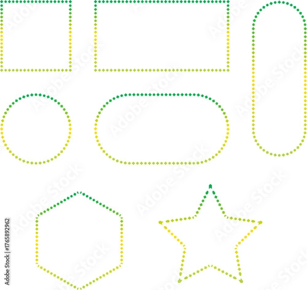 Obraz Minimal geometric frames formed with colorful gradient dots in green and yellow shades. Perfect for modern design, abstract decoration, templates, and stylish layout compositions.