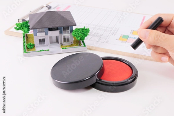 Obraz 印鑑 契約 手 書類 不動産