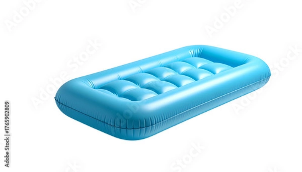 Obraz Bright blue rectangular inflatable float with a quilted top sits against a stark black background