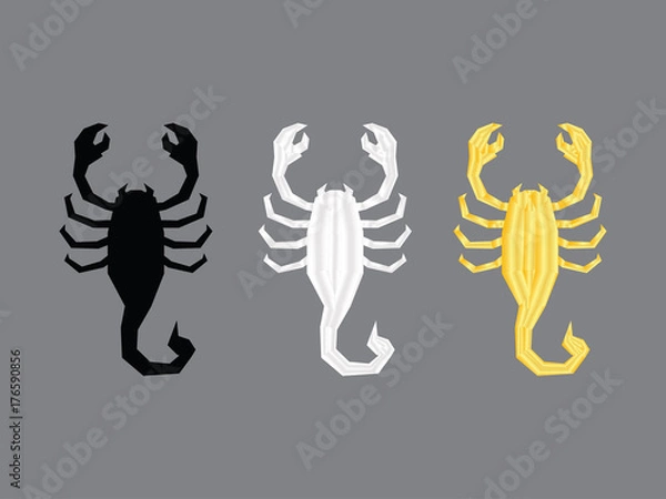 Fototapeta Isolated black silver and gold scopion vector illustration