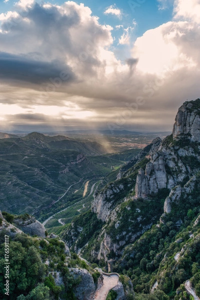 Obraz The Monastery of Santa María de Montserrat is a Benedictine abbey located on the mountain of Montserrat, belonging to the Bages region, province of Barcelona, ​​Spain.