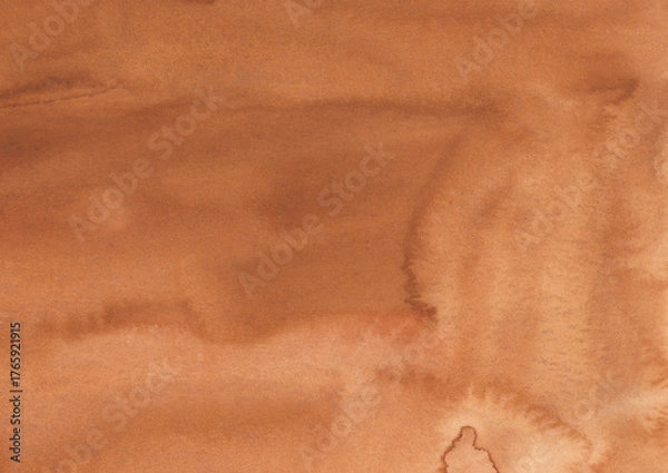 Fototapeta 紙の質感のある鮮やかなにじんだ茶色の水彩の背景素材