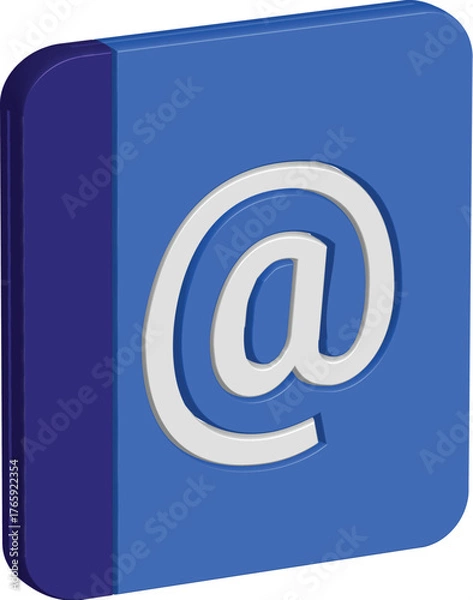 Fototapeta A glossy, blue e-mail sign or icon represents internet communication, often used as a contact button or message symbol for a business address
