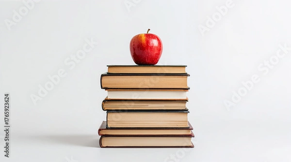 Fototapeta Concept Illustration of an Apple on a Pile of Books