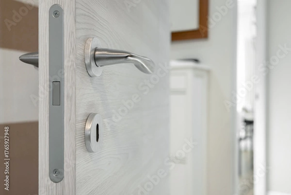 Obraz Closeup white open door