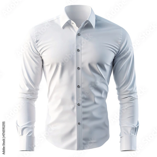 Obraz Mens dress shirt isolated transparent background formal apparel product photoreal crisp rendering sharp stock ready clean detail