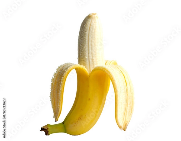 Obraz A peeled ripe yellow banana isolated on transparent background