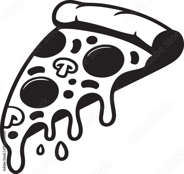 Fototapeta Pizza Slice Delight: A mouthwatering illustration of a pizza slice, featuring melted cheese and delectable toppings, promising a symphony of flavors.