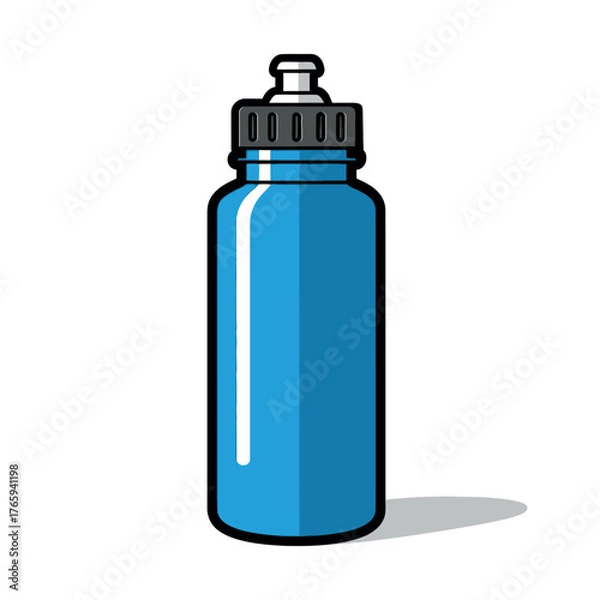 Fototapeta Vector art of blue plastic water bottle with black cap