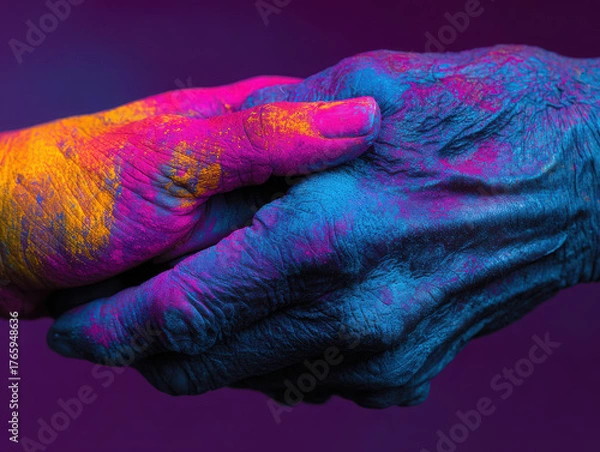 Obraz Emotional moment as a woman holds the hand of her caregiver, expressing love and connection while facing Alzheimer's disease together