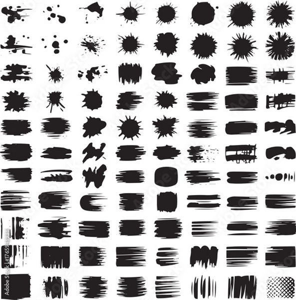 Obraz Assorted Ink Splatter Grunge Brushstrokes Decorative Design Elements Collection