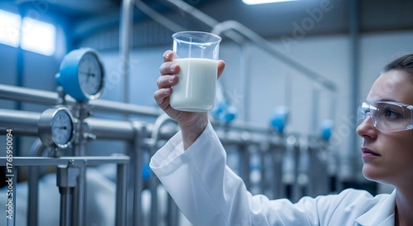 Obraz Scientist Examining Milk Quality in Lab