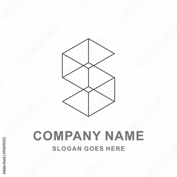 Fototapeta Monogram Letter S Geometric Square Cube Hexagon Architecture Construction Business Company Stock Vector Logo Design Template