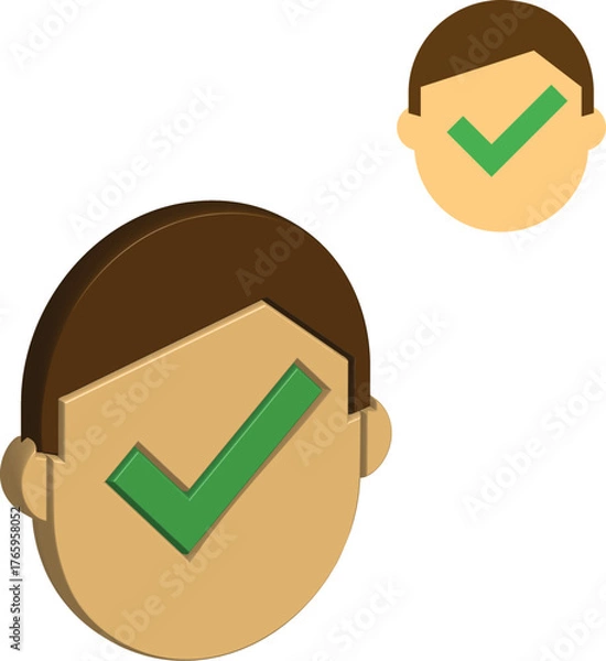 Fototapeta Green vector illustration of a check mark icon for approved business success and positive choice design