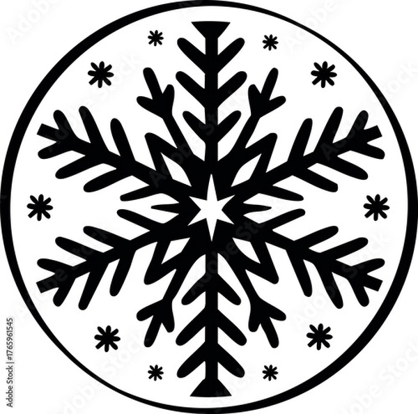 Fototapeta Winter holidays laser cut circle coaster template with snowflake ornaments. Cnc cutting with metal, wood, glass, engraving. Christmas decor. Vector round design