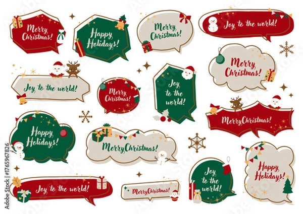 Fototapeta クリスマスの吹き出し　イラストセット