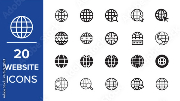 Fototapeta world web icon www earth globe icons. website icon for contact icons. Web icon vector. Web icon page symbol for your web design. Internet world vector
