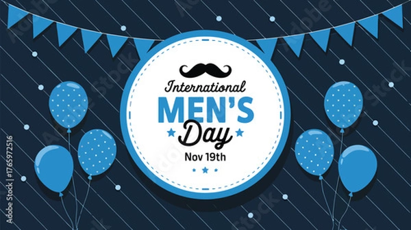 Obraz Vector art of international mens day celebration with balloons and bunting, november 19th, honoring men and masculinity with festive decorations and a celebratory atmosphere