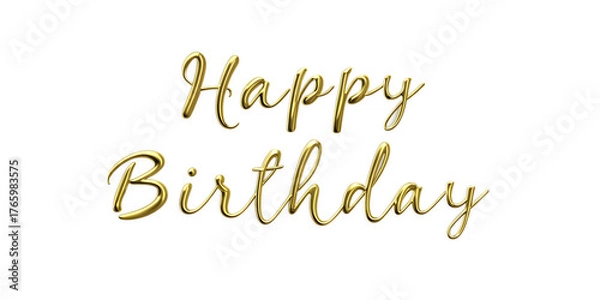 Obraz Happy Birthday in Gold white and transparent background