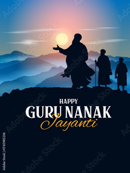 Fototapeta Happy Gurpurab, Guru Nanak Jayanti festival of Sikh celebration background