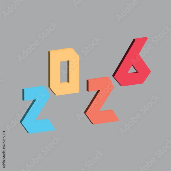 Fototapeta 2026 number design template. 2026 New Year logo text design. Vector illustration.
