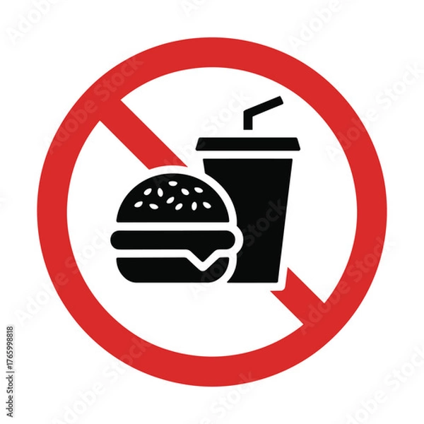 Fototapeta No food or drink allowed vector icon forbidden hamburger and beverage symbol scalable eps