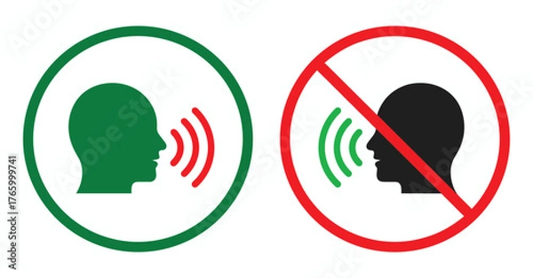 Fototapeta Scalable vector graphics representing speaking allowed and forbidden symbols clean eps icon