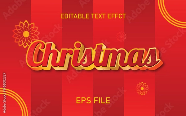 Obraz Christmas Text Effect With Red Stripes