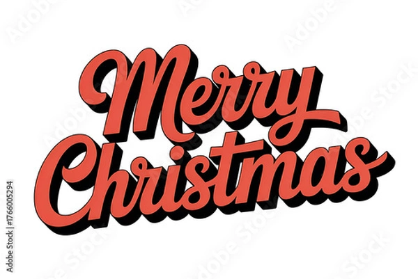 Obraz Festive script lettering spells "Merry Christmas" in red and black, evoking holiday cheer.