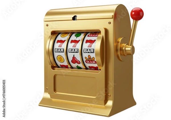 Obraz Golden slot machine isolated on transparent background