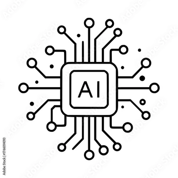 Fototapeta AI Chip Technology  Чип искусственного интеллекта ИИ