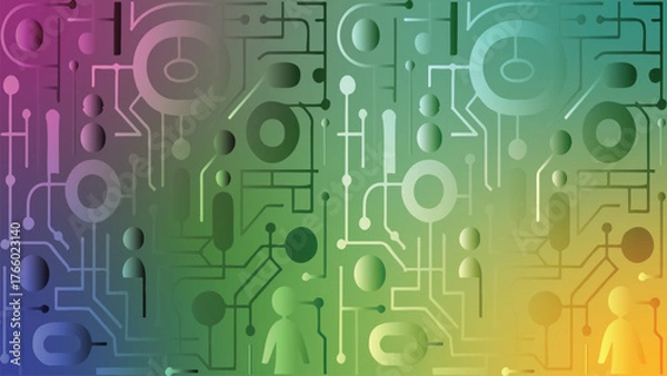 Obraz Abstract Technology Pattern with Gradients, Lines, and Circles Background Design