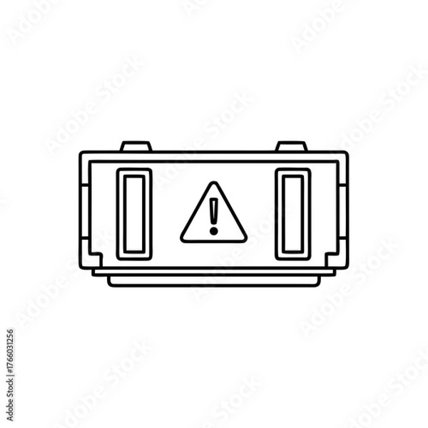 Fototapeta Dangerous cargo box vector icon — warning sign, hazardous goods container, minimal line art, clean outline vector.