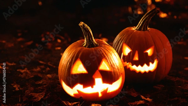 Obraz halloween pumpkin on black background