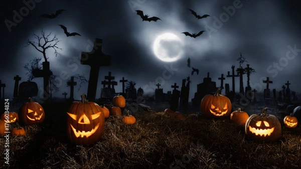 Obraz halloween background with pumpkin