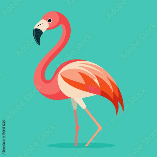 Fototapeta Vibrant flamingo illustration vector scalable graphic for tropical designs and wildlife themes silhouette White background