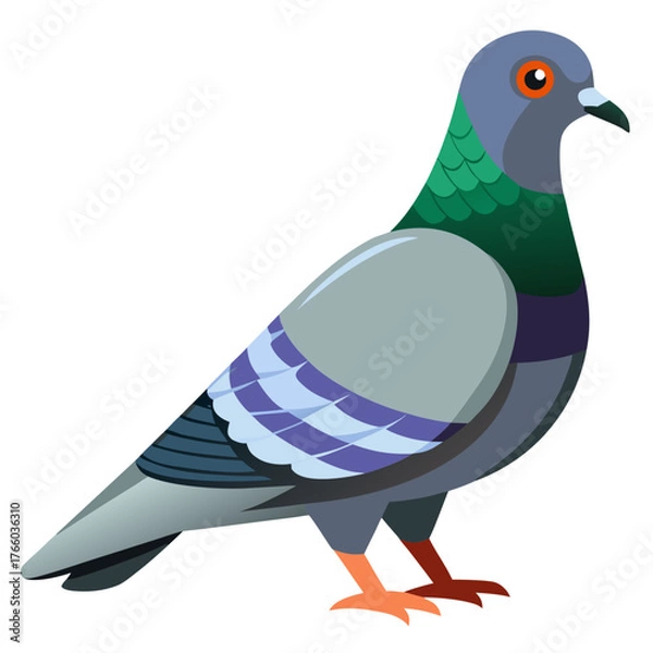 Fototapeta Vector illustration of a detailed pigeon bird icon scalable and versatile for design projects silhouette White background