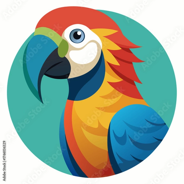 Fototapeta Vibrant colorful parrot vector illustration scalable icon for digital and print media silhouette White background