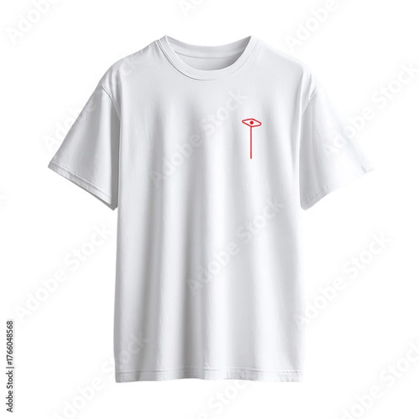Obraz Tshirt with blind man using a white cane to navigate, isolated on transparent background simple red design