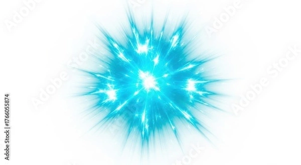 Fototapeta Bright blue energy burst isolated on transparent background