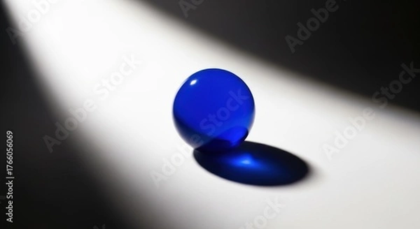 Fototapeta Single blue oval gemstone isolated on transparent background