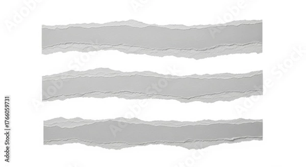 Fototapeta Three torn paper strips isolated on transparent background