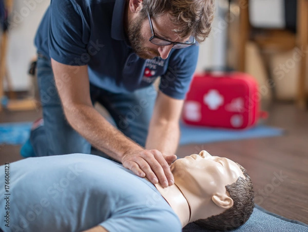 Fototapeta first aid training resuscitation mannequin 