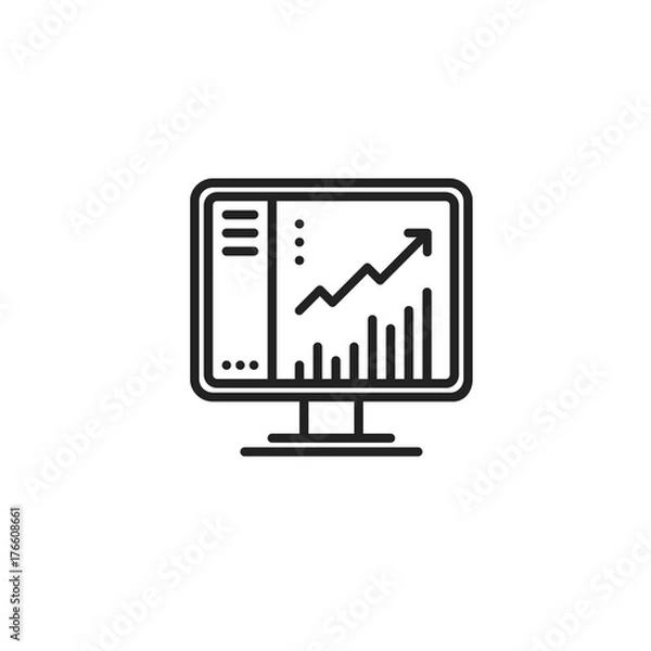 Obraz Computer SEO Chart Graph Vector Line Icon