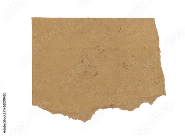 Obraz Torn Brown Paper, Ripped vintage paper background. Torn brown paper on white.