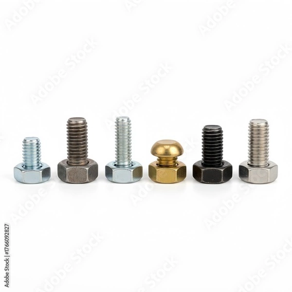Fototapeta Bolts and Nuts Connection Isolated